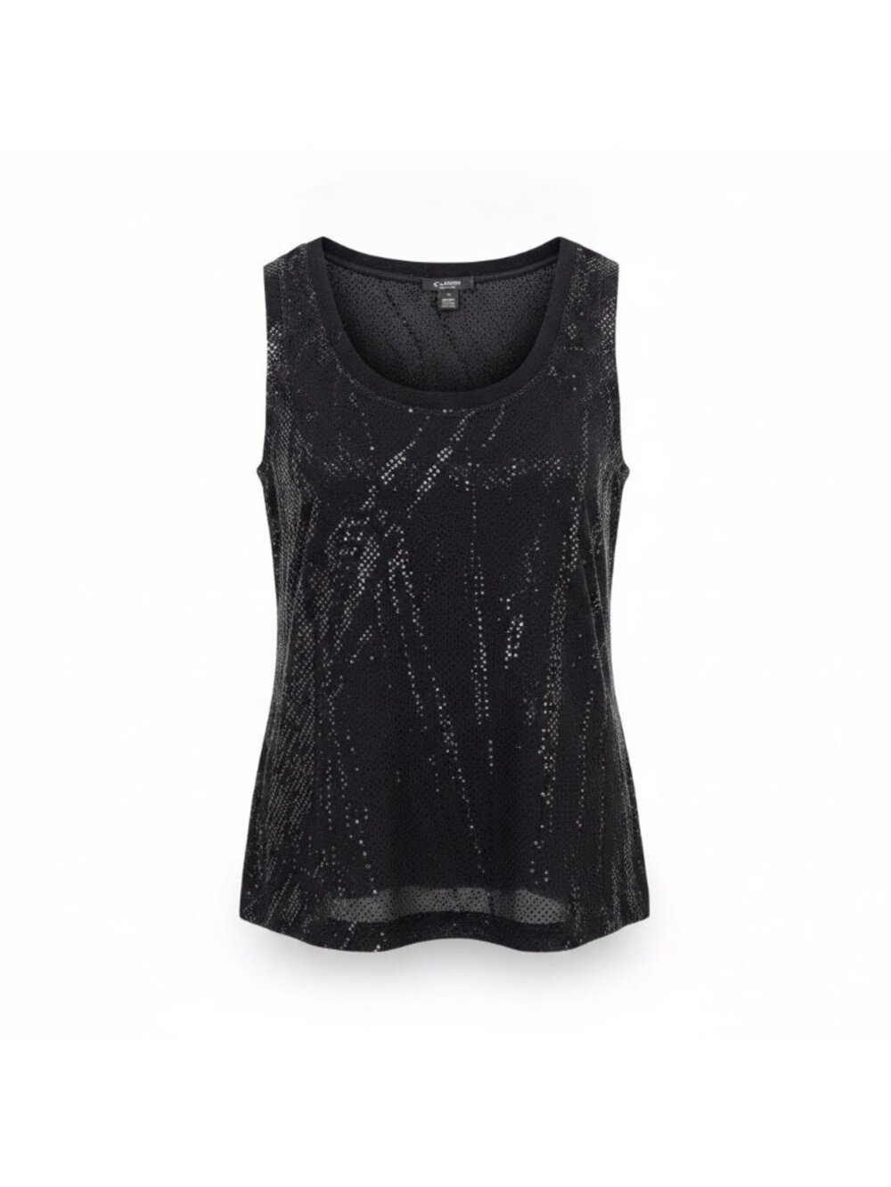 St. John Womens Black Sequin Sleeveless Blouse Sz XL